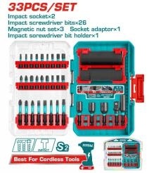 Набор ударных отверточных бит и головок 33 предметов TOTAL TACSDL63306