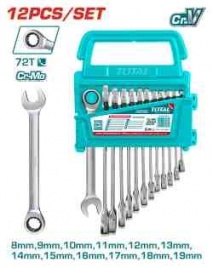 Набор рожковых трещоточных ключей 12 шт. 8-19мм TOTAL THT102RK0126