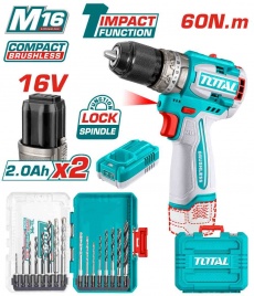 Аккумуляторная ударная дрель-шуруповерт 16В 60Нм TOTAL TOSLI241199
