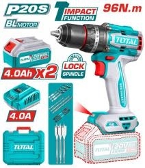 Аккумуляторная ударная дрель-шуруповерт 20В 96Нм TOTAL TIDLI20968