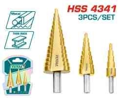 Набор ступенчатых сверл 3 шт. TOTAL TAC80401