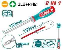 Отвертка 2-в-1 SL6+PH2 TOTAL THT250266