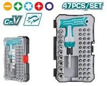 Т-образная реверсивная отвертка с насадками 47шт TACSD30476 фото 1