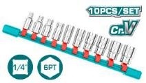 Набор головок 10 шт 1/4 ;5-6-7-8-9-10-11-12-13-14мм THT1411023 фото 1