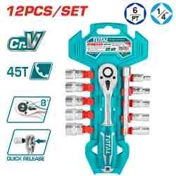 Набор головок 1/4" с трещоткой 12 шт THT14114126 фото 1