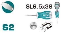 Отвертка Шлицевая SL6.5x38mm THT266038 фото 1