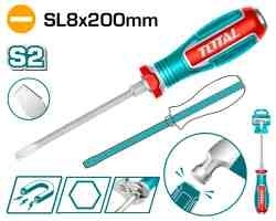Сквозная шлицевая отвертка SL8x200мм TOTAL TGTSL8200 фото 1
