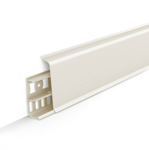 Плинтус напольный с кабель-каналами 70мм 2,2м "Деконика", 033 Кремово-белый фото 1