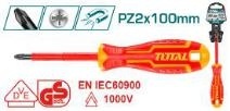 Отвертка шлицевая Диэлектрическая PZ 2x100mm 1000Вт THTISPZ2100 фото 1