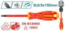 Отвертка шлицевая Диэлектрическая SL6.5x150mm 1000Вт THTIS6150 фото 1