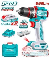 Аккумуляторная дрель-шуруповерт (2 акк., 1 заряд. устройство) 20В 66Нм TOTAL TDLI20668 фото 1