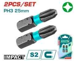 Ударные биты для шуруповерта PH3x25мм 2 шт. TOTAL TACIM71PH325 фото 1