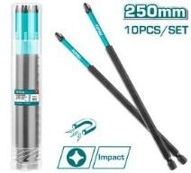 Набор ударных 250мм бит отверток PH2 10 шт. TACIM16PH2103 фото 1