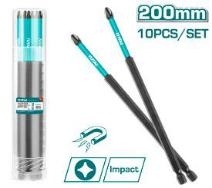Набор ударных 200мм бит отверток PH2 10 шт. TACIM16PH283 фото 1