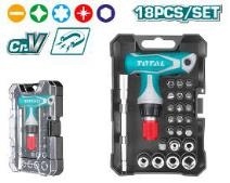 Т-образная реверсивная отвертка с насадками 18 шт TACSD30186 фото 1