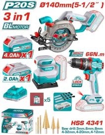 Набор аккумуляторных инструментов 3 шт. TOTAL TOSLI241193 фото 1